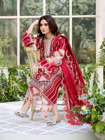 BIN ILYAS UNSTITCH LAWN EMBROIDERED 3PC (E220)