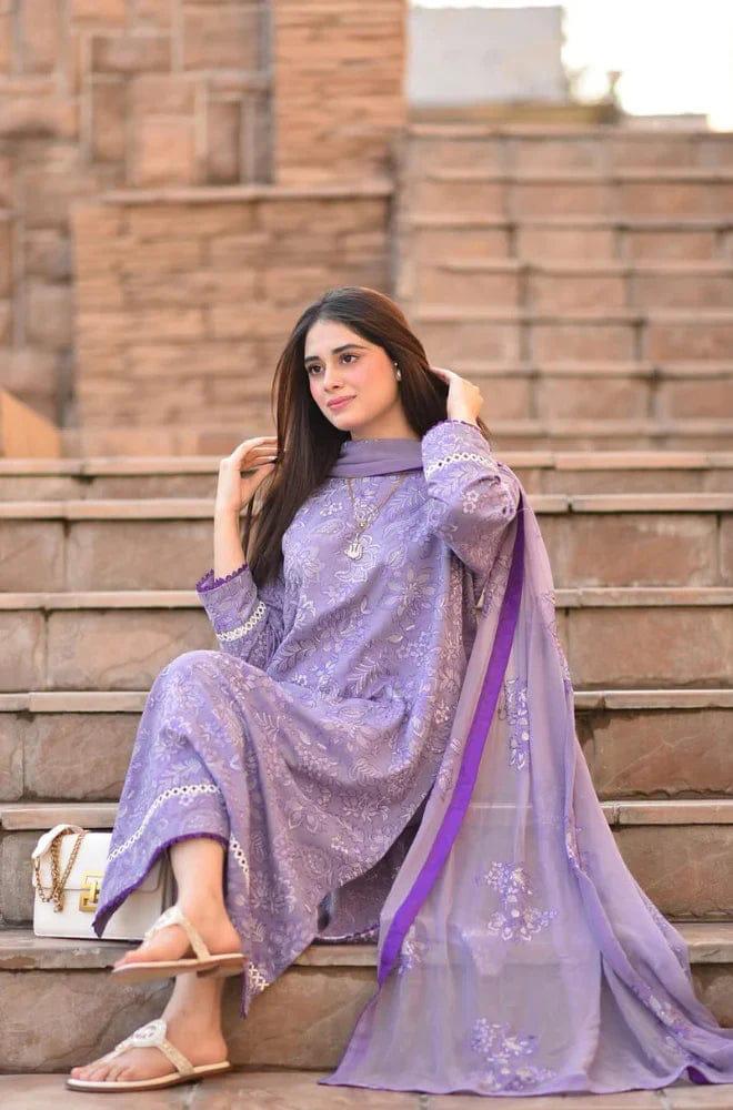 BAREEZE UNSTITCH LAWN EMBROIDERED 3PC (E304)