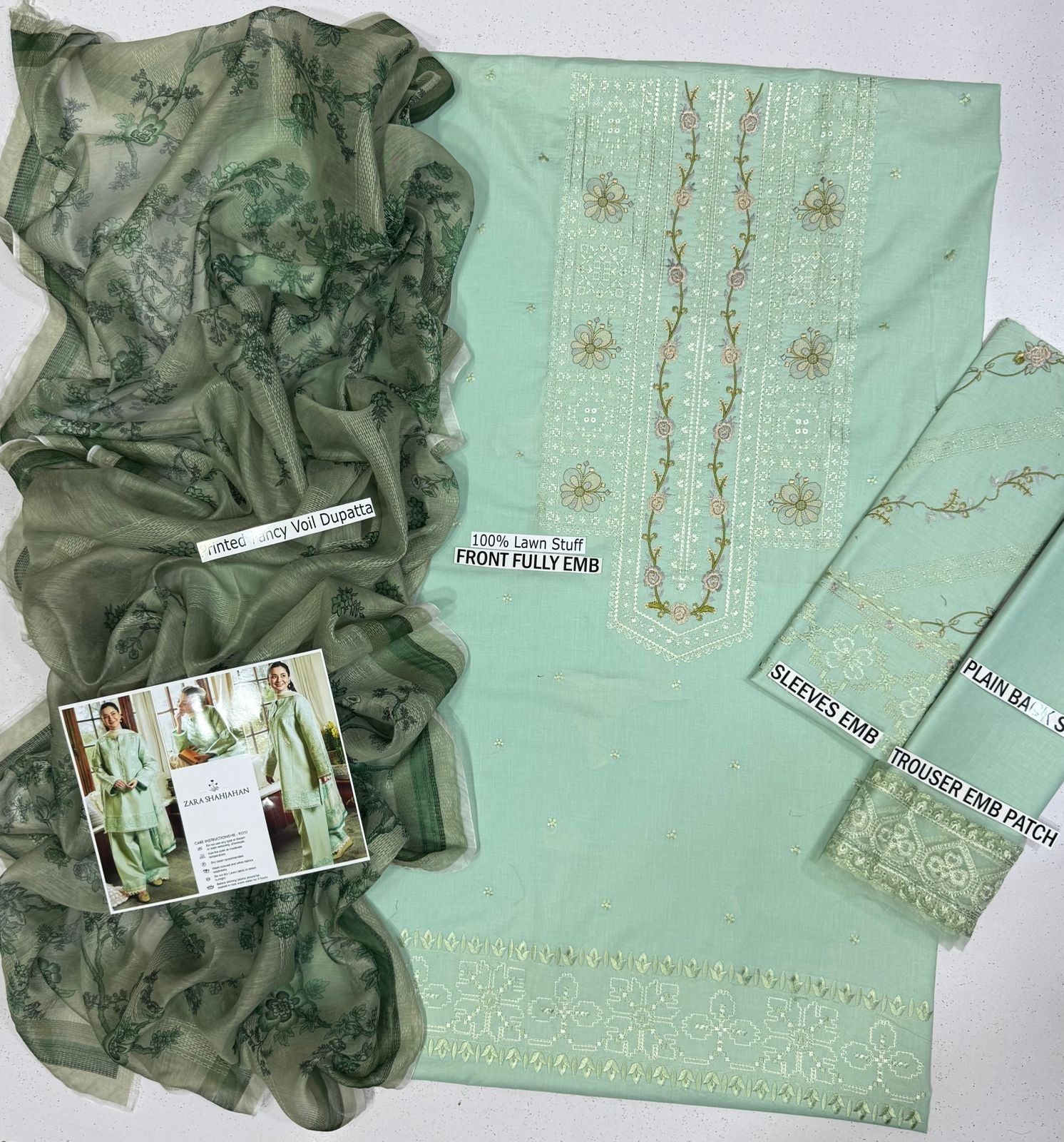 Coco By ZARA SHAHJAHAN UNSTITCH LAWN EMBROIDERED 3PC (E267)