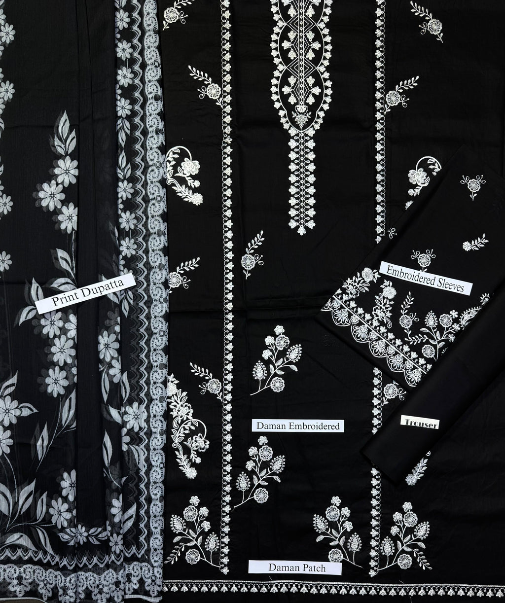 ZARASHAHJAHAN UNSTITCH LAWN EMBROIDERED 3PC (E212)