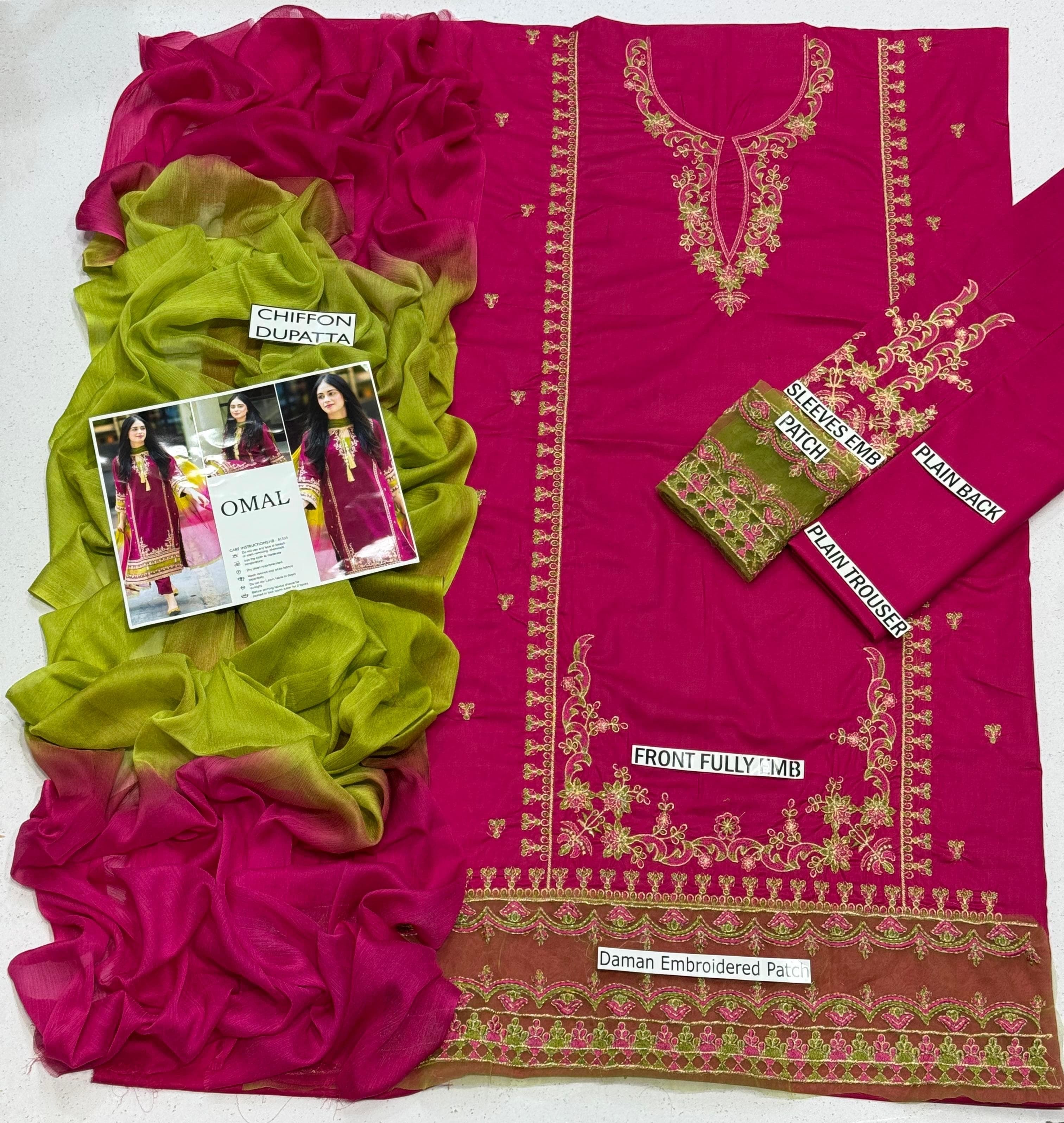 OMAL BY KOMAL UNSTITCH LAWN EMBROIDERED 3PC (E263)