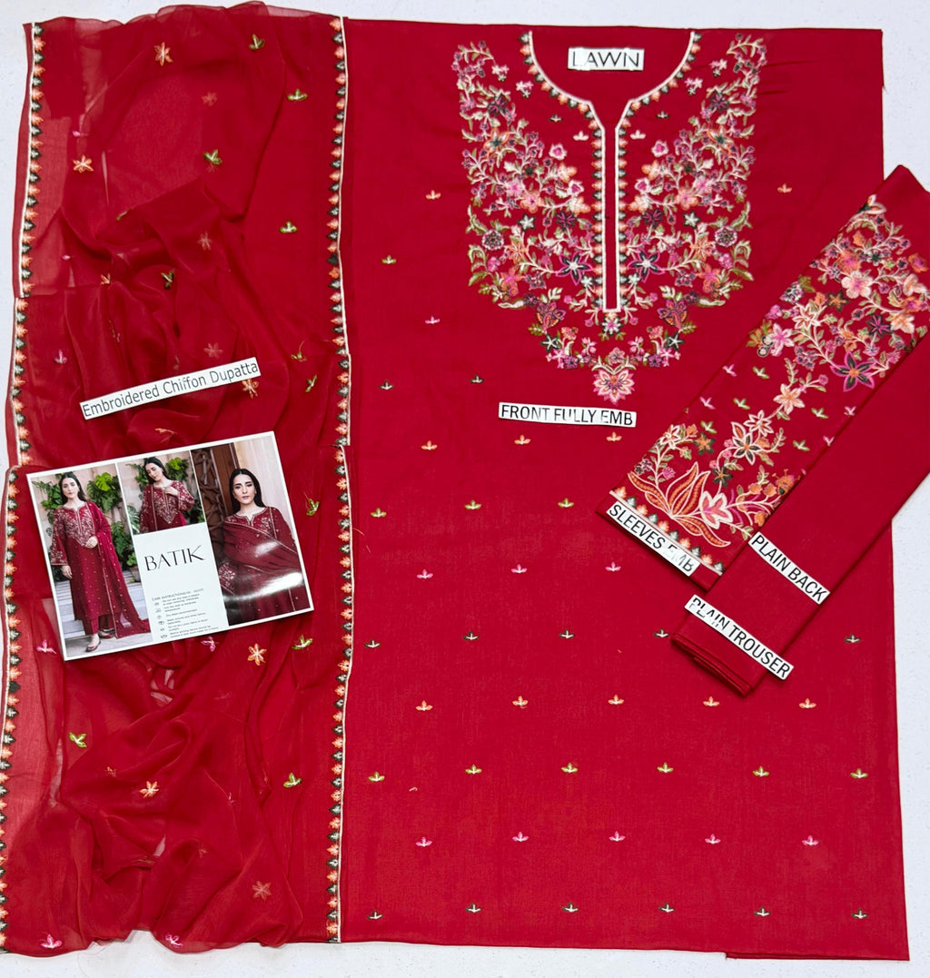 BATIK UNSTITCH LAWN EMBROIDERED 3PC (E268)
