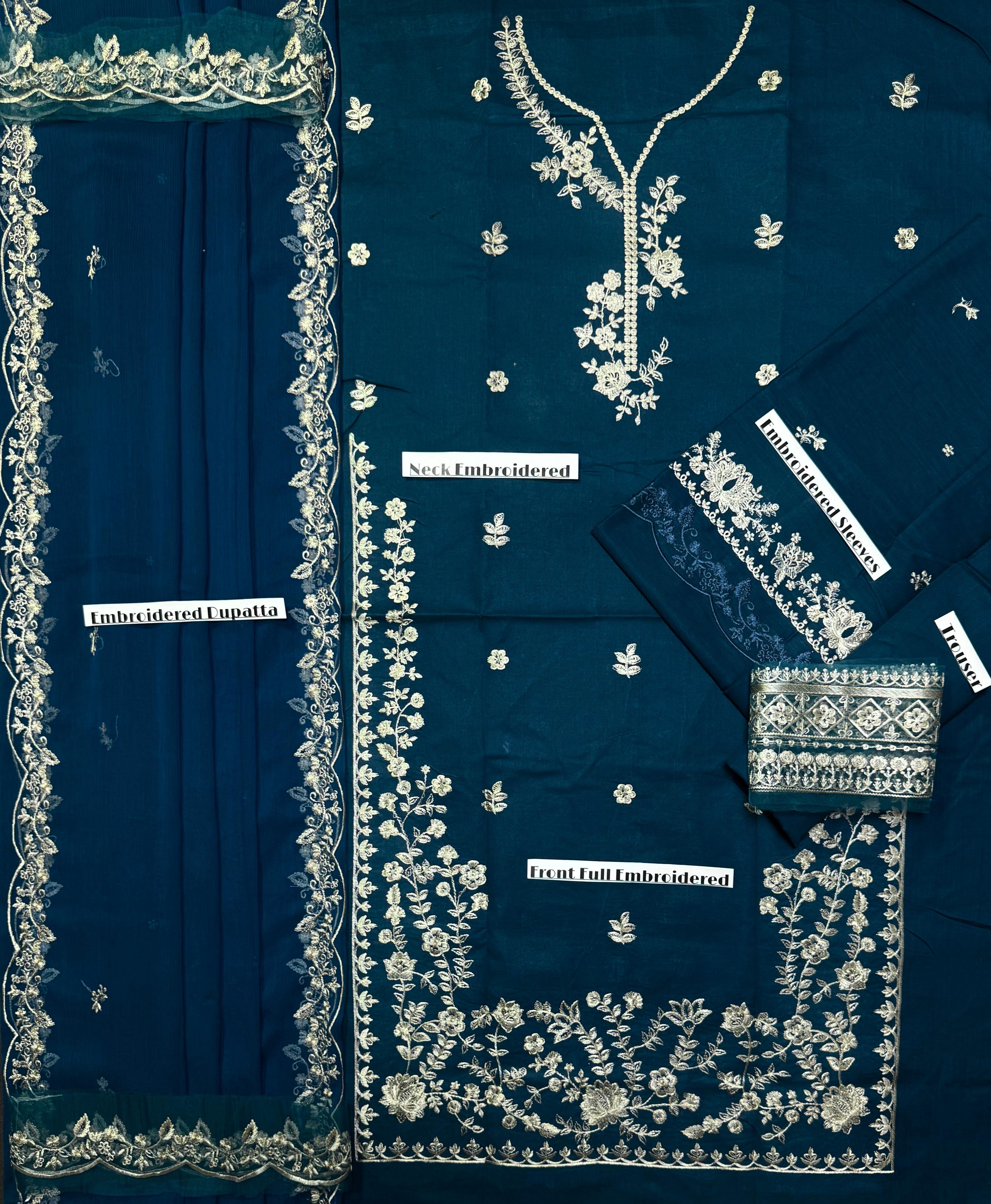 AZURE UNSTITCH LAWN EMBROIDERED 3PC (E241)