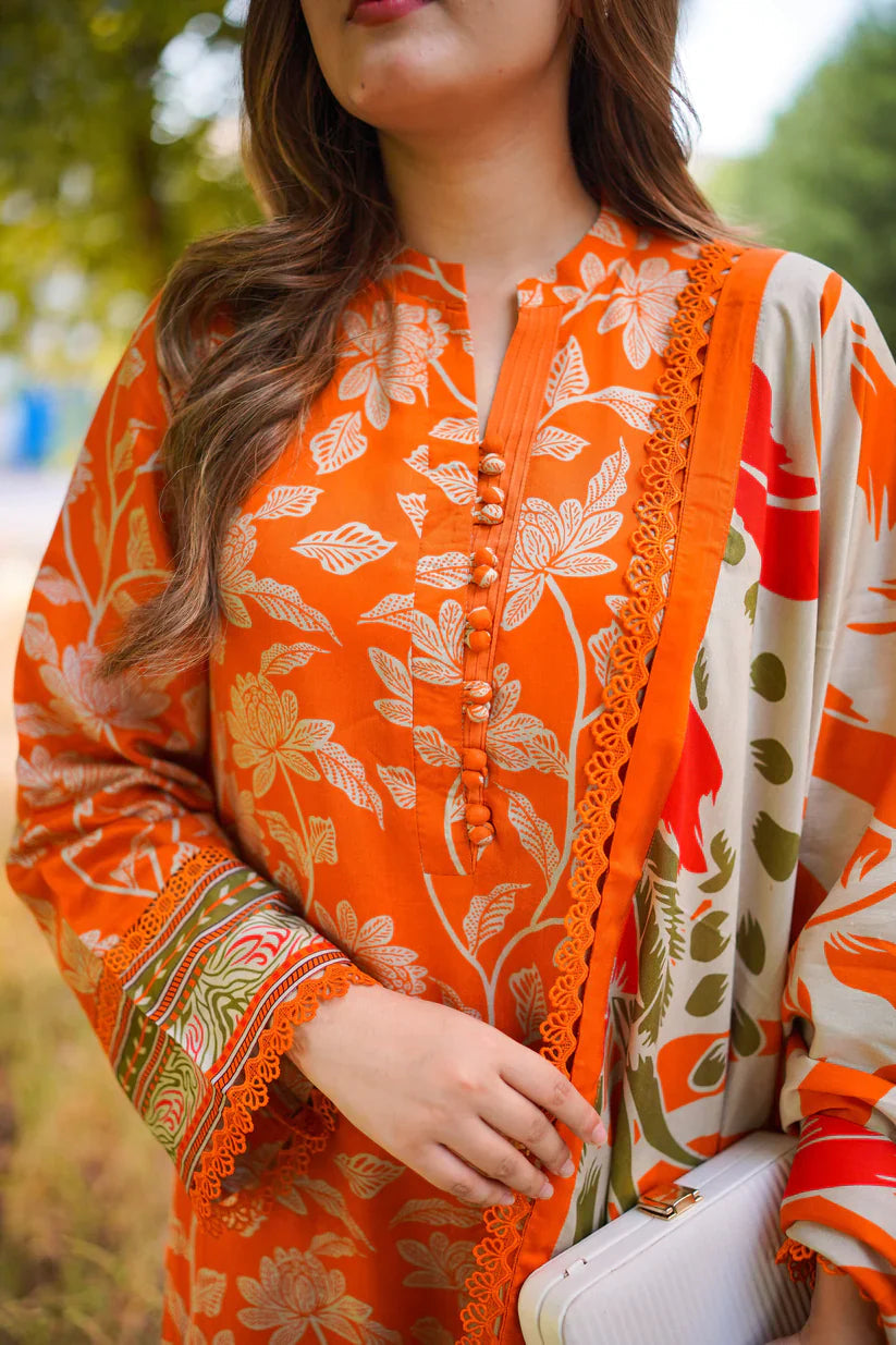 ANEELAS PRINTED LAWN WITH EMBROIDERED PATCHES 3PC