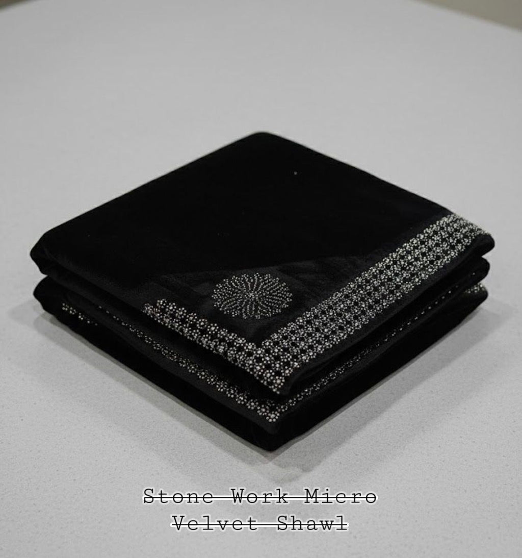 Fancy Velvet Shawl (Black)