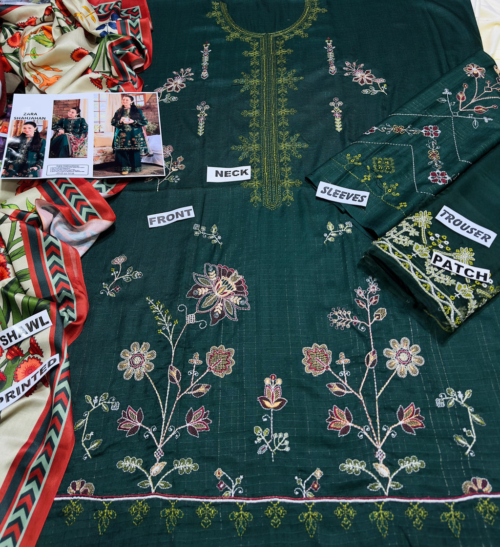 COCO X ZARA SHAH JAHAN LAWN EMBROIDERED 3PC (E121)